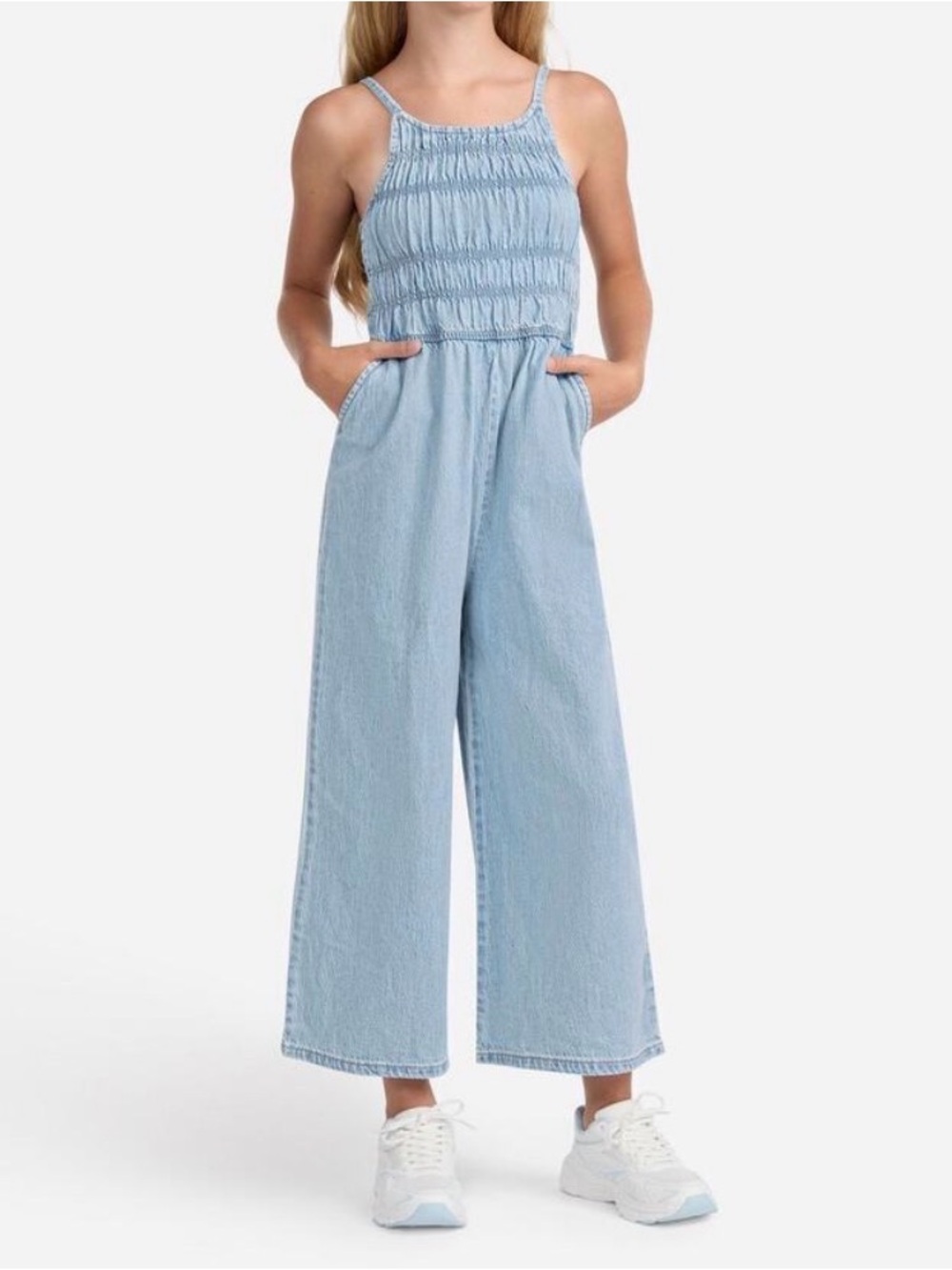 Abercrombie Kids Girls High Neck Jumpsuit in Light Denim Girls 9/10